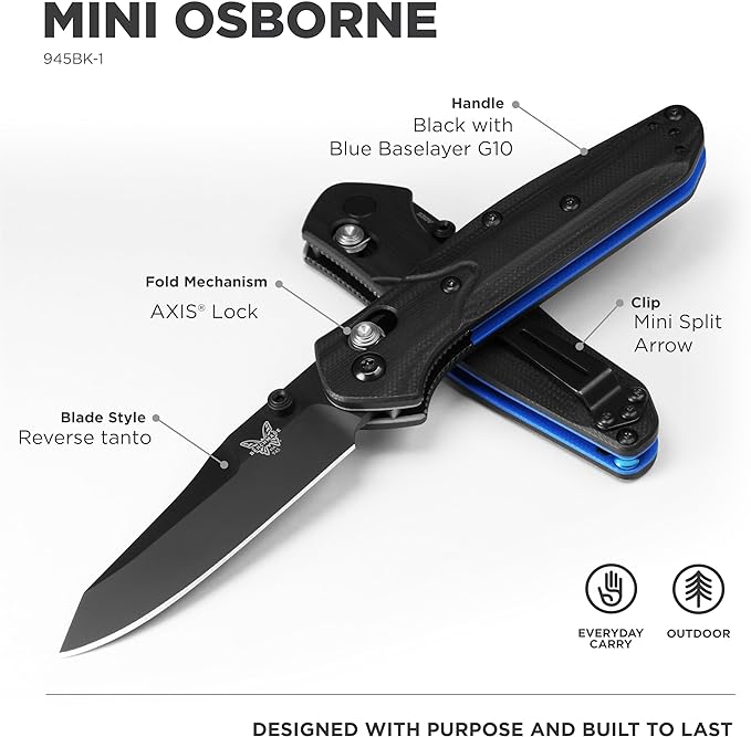 Benchmade - Mini Osborne 945 Folding Knife with Black G10 Handle (945BK-1)