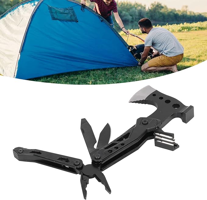 Foldable Multifunctional Axe Portable Axe Hammer Pocket Size Multitool Stainless Steel Tool for Outdoor Camping