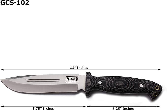 Handmade D2 Tool Steel Hunting Survival Knife with Micarta Handle, Leather Sheath, and Sharpening Stone - GCS102