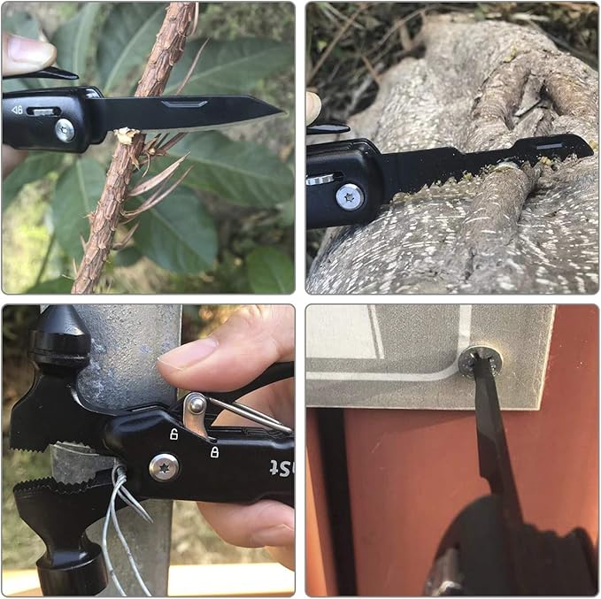 Mens Stocking Stuffers, Gifts for Men, Survival Hammer Multitool,Christmas Gifts for Dad, Emergency Escape Car Safety Hammer Multi-Tool 12 in 1,Cool Gadgets forCamping Hiking Household,Mini Multi tool