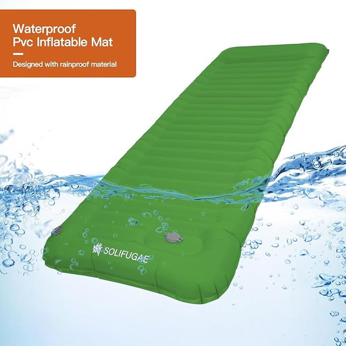 Premium TPU Inflatable Sleeping Pad for Camping - Self-Inflating, Waterproof & Durable with Pillow and Pump - Perfect for Floor or Backpacking, Compact Design for Adults (Green)