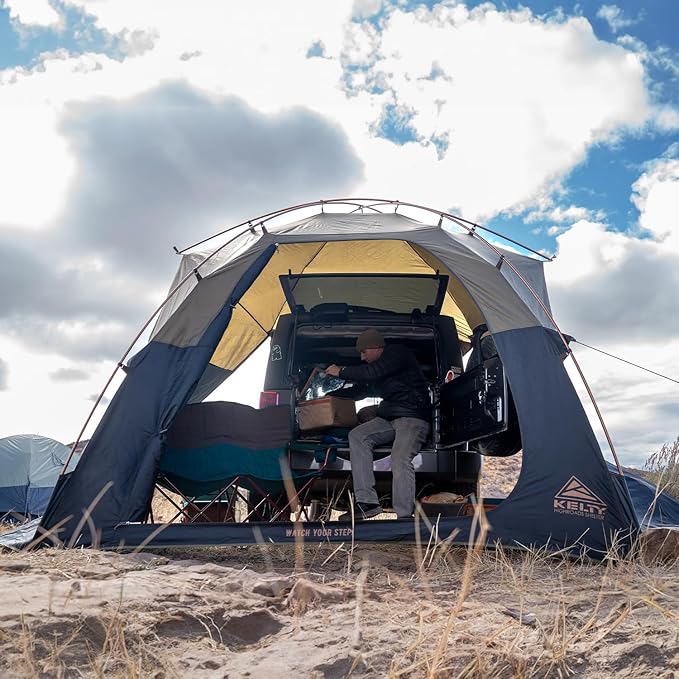 Kelty Highroads Overlanding Shelter - Universal Mount Car Camping Tent with Large Zippered Entry, Aluminum Frame, Adjustable Walls and Windows, UV Protection, Rainproof, Stuff Duffel Included, 2024