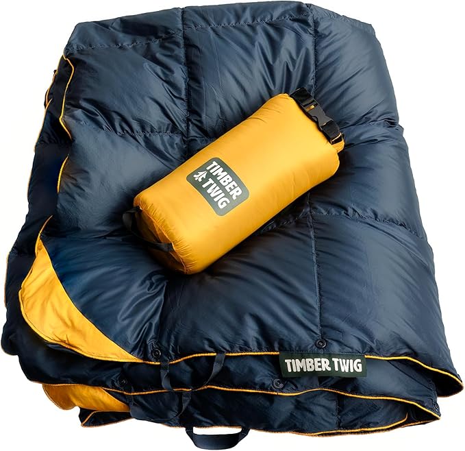 Outdoor, Travel, and Camping Puffy Down Blanket - Its Packable, Lightweight, and Warm - Midnight Ember