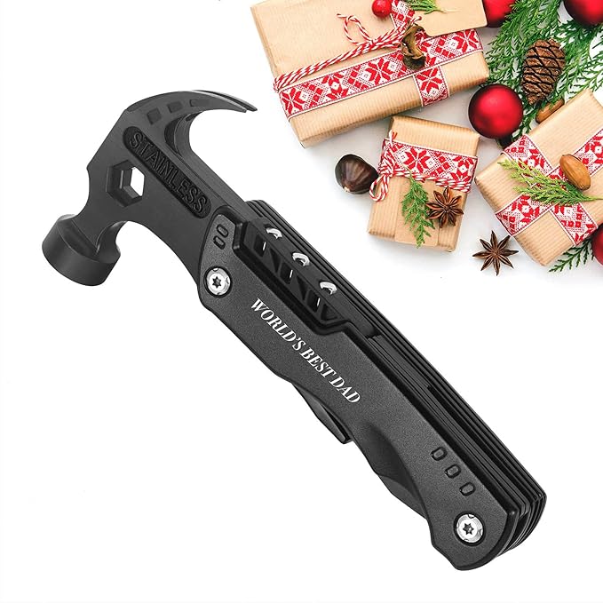 Gifts for Dad from Daughter Son,All in One Survival Tools Hammer Multitool Camping Accessories,Birthday Father's day Christmas Thanksgiving day Valentine's day Gift Ideas for Men Father Him,ATH-202