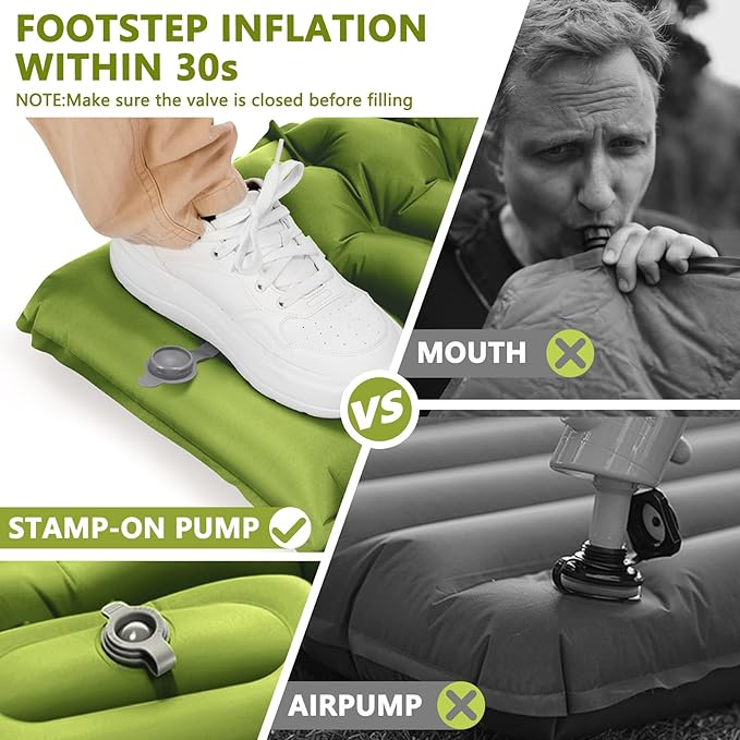 Sleeping Pad for Camping, Ultralight Inflatable Camping Mat with Pillow Built-in Foot Pump Sleeping Pads, Compact & Lightweight Air Mattress for Camping, Backpacking, Hiking