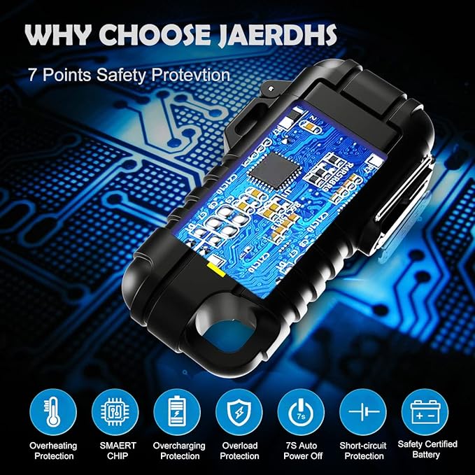 Waterproof Electric Lighter with 360°Flexible Long Neck, Outdoor Windproof Arc Lighter USB Rechargeable Flameless Plasma Cool Lighters for Outdoor & Kitchen(Black)