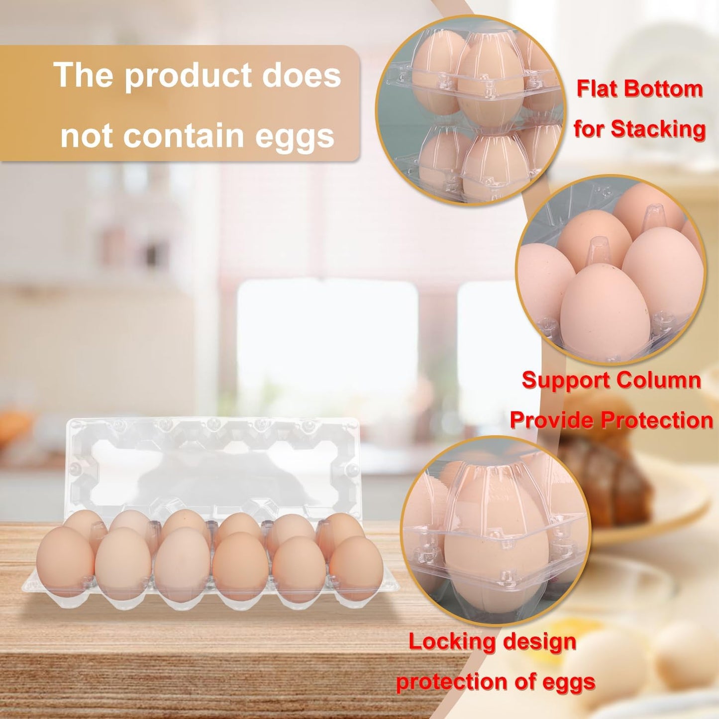 100 Pack Bulk Egg Cartons, Clear Plastic Chicken Egg Holders, Egg Tray Carton Holder for Home & Kitchen, Farm & Market Use, An Eco-Friendly Egg Storage Solution, 12 Grids(Medium Size)
