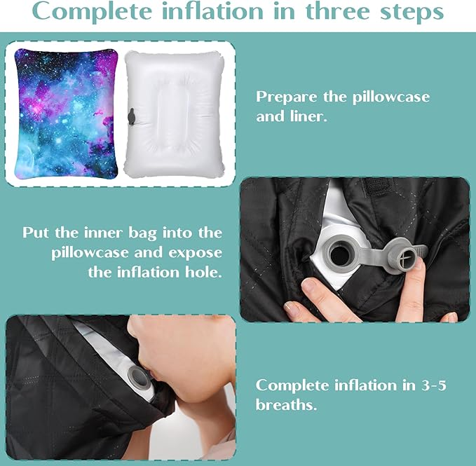 Inflatable Camping Pillow, Patterned Travel Backpacking Pillow, Lightweight & Portable Hiking Beach Pillow, Travel Camping Essential Accessories for Adult & Kids