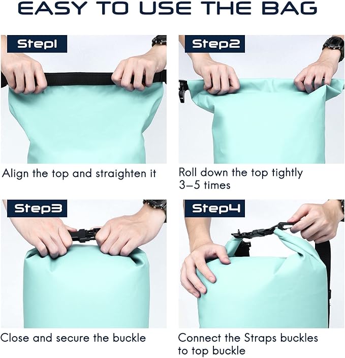 Haimont Waterproof Dry Bag Floating Dry Sack Roll Top Drybag Backpack for Kayaking, Rafting, Boating, Fishing with IPX8 Waterproof Phone Case, Aqua Green, 40L