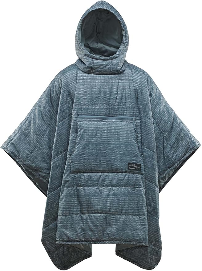 Therm-a-Rest Honcho Poncho Wearable Hoodie Blanket, Blue Woven Print