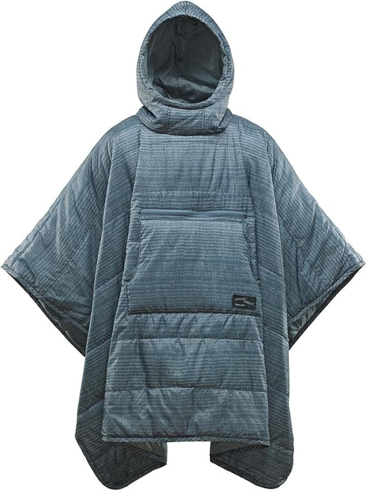 Therm-a-Rest Honcho Poncho Wearable Hoodie Blanket, Blue Woven Print