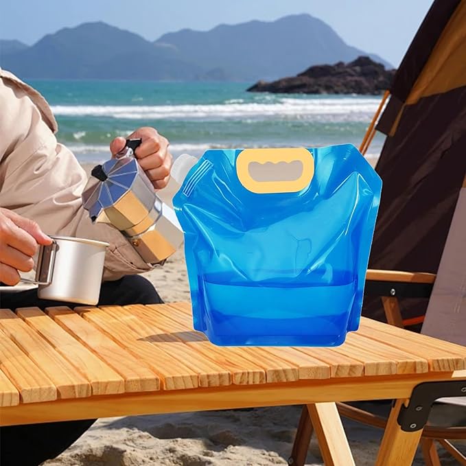 4 PCS Collapsible Water Container Bag 10L/2.6 Gallon, No-Leak Freezable Foldable Water Bottle, BPA Free Food Grade Plastic Storage Jug for Camping Hiking Travel Backpack Emergency Survival Kit