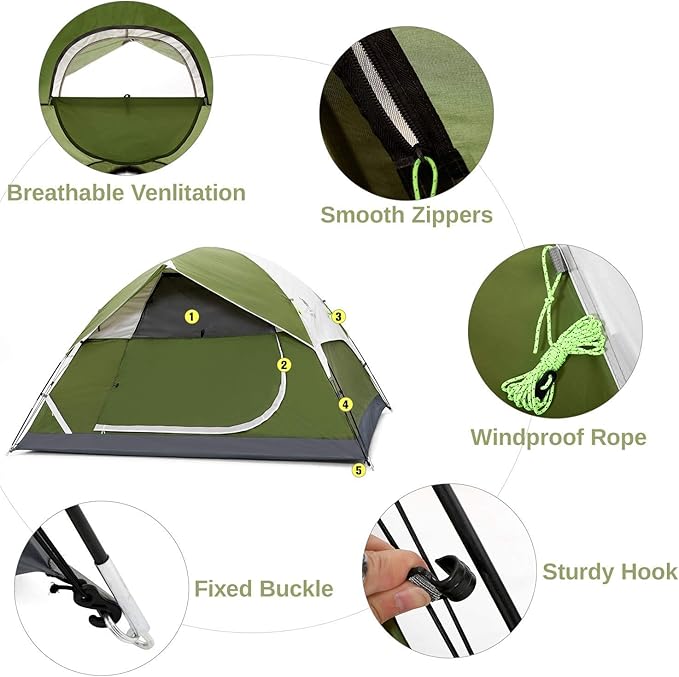 CAMEL CROWN Tents for Camping 2/3/4/5 Person Camping Dome Tent, Waterproof,Spacious, Lightweight Portable Backpacking Tent for Outdoor Camping/Hiking