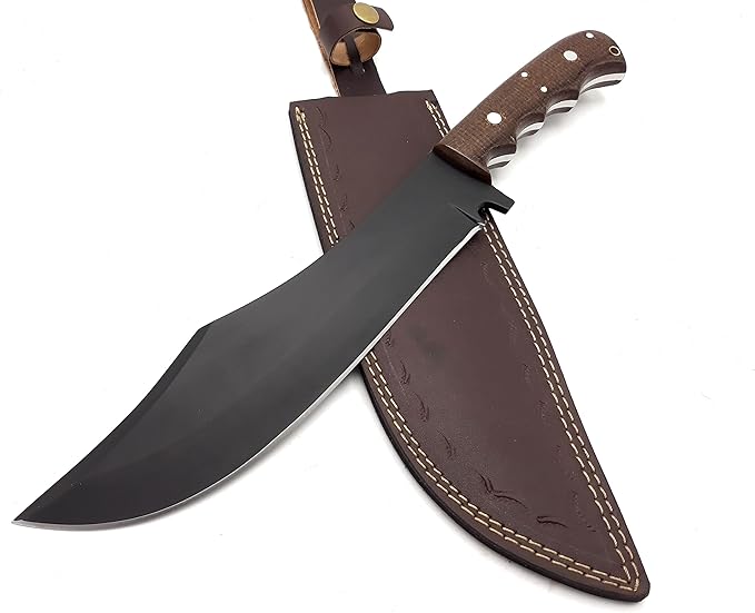 Nooraki BK352 Handmade Fixed Blade Hunting Knife with Leather Sheath, Multipurpose Knife with Micarta Full Tang Handle for Everyday Carry, Outdoor Camping & Hunting, 15" Length