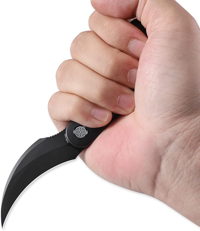 Knife Kage-C03 Front Flipper Knife,2.52" M390 Stonewashed Blade Pocket Knife,3.39" 6AL4V Titanium Handle,Ceramic Ball Bearing with Liner Lock,Outdoor Folding Knife (Black)