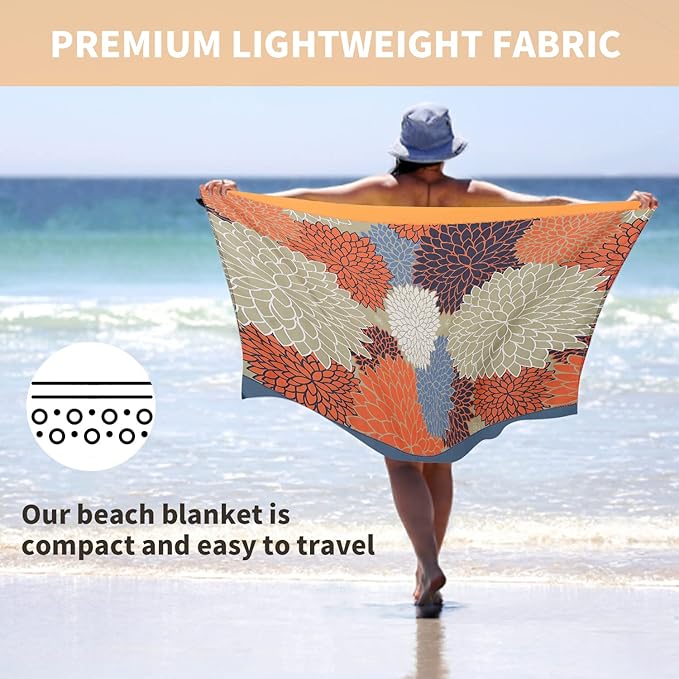 Beach Blanket Waterproof Sandproof, Picnic Blanket, Large Beach Mat 4-7 Adults, Lightweight Durable Beach Mat Sand Free Quick Drying for Beach Travel Camping Hiking Picnic 79"x79"