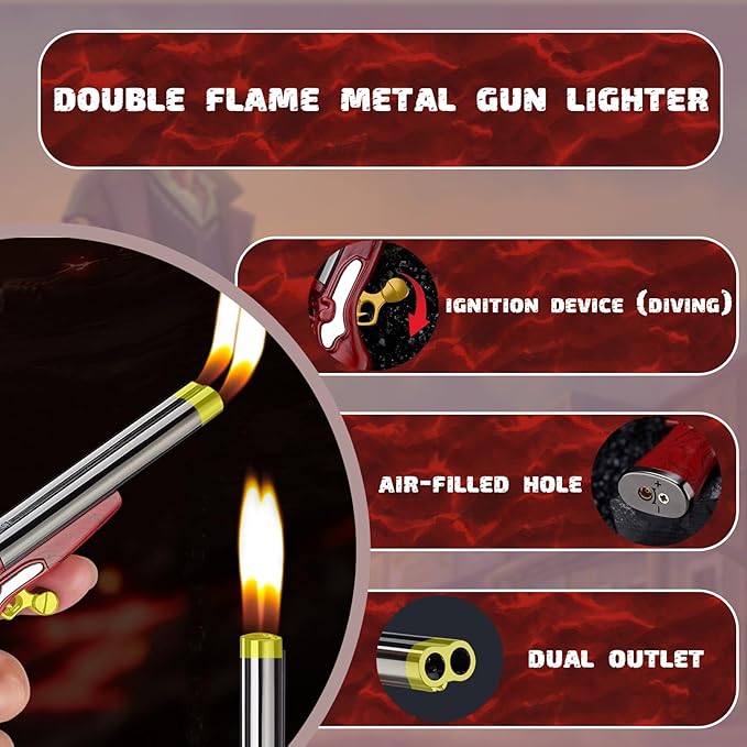 Cool Butane Torch Lighters,Vintage Novelty Lighter, Refillable & Adjustable,Unique Mini Lighter for Men Fireplace Candles Camping BBQ (No Gas) (Red Pattern)