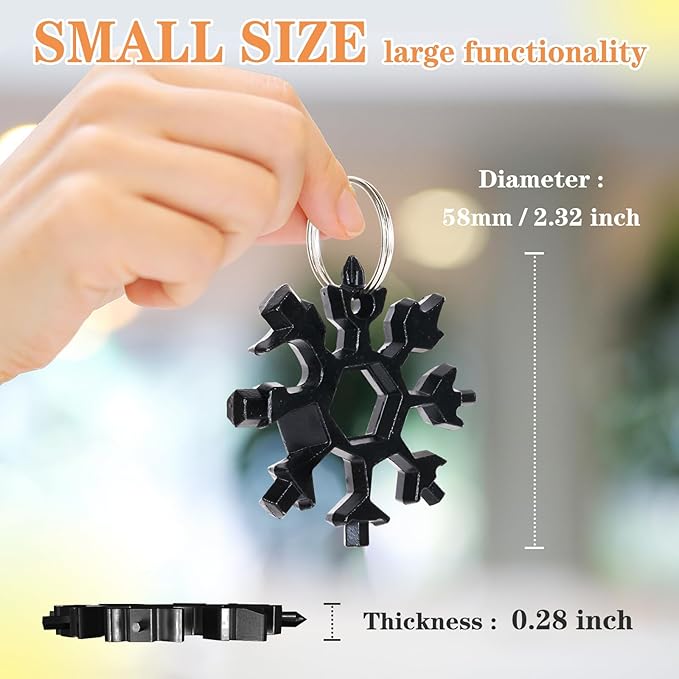 Snowflake Multitool 2 Pack 18-in-1 Field Camping Tool Wrench Stocking Stuffers for Men Adults Christmas Gifts (Black+Colorful)