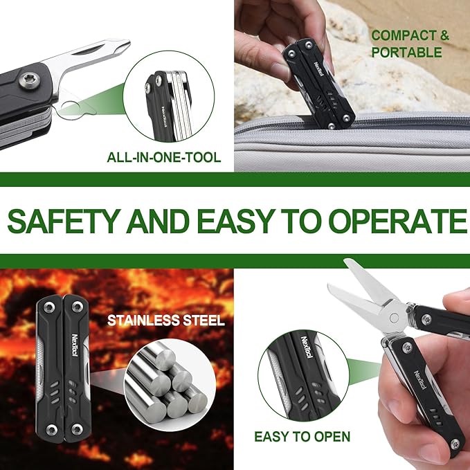 NexTool Keychain Multitool, Mini Sailor Scissors, 10 in 1 Mini Multitool with EDC Pocket Knife, Mini Pliers, Bottle Opener and Screwdriver for Fishing, Camping, Gifts for Men on Christmas, Birthday