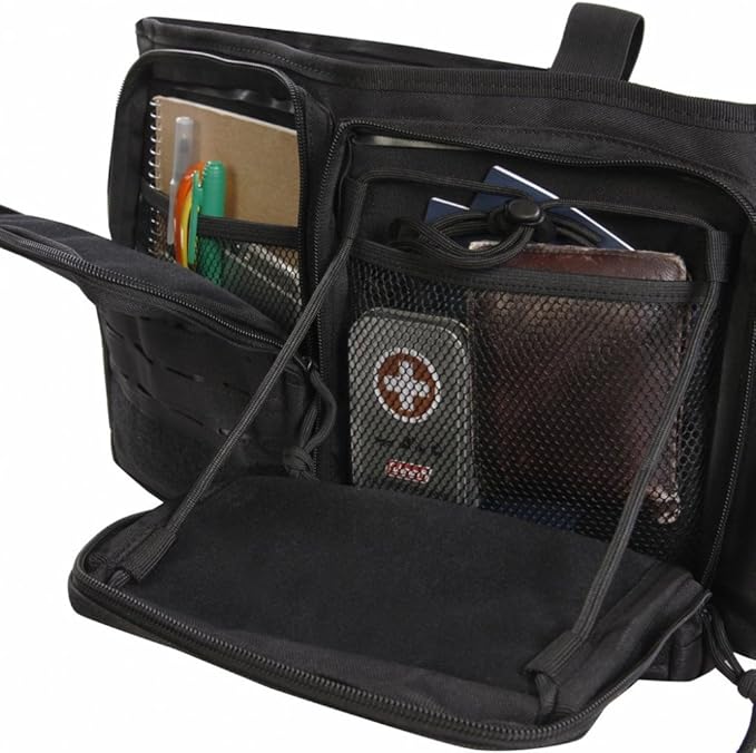 Highland Tactical Tactical Messenger Bag, Black, 12 Inch