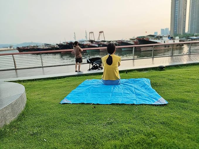 Orga'Neat Pocket Blanket -Compact Picnic Blanket, Beach Blanket Sandproof, 55”x60” Packable Lightweight Fast Dry Small Tarp Mat for Hiking Concert Travel Festivals, Water-Resistant, Fit in Small Bag