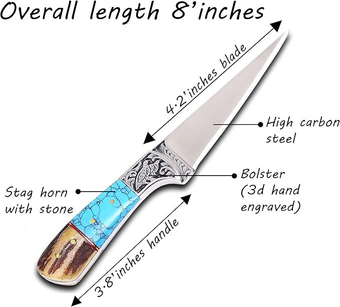 KNI-3140 Custom Handmade D2 Steel Knife with Leather Sheath 3D Engraved