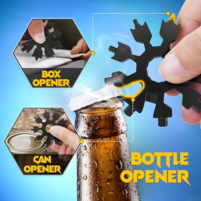 Stocking Stuffers for Men&women Snowflake Multitool-20in1 Tools Christmas Gifts for Men Dad, Pocket Size Mini Multi Tool Gadgets Gifts for Men Who Have Everything, Cool Stuff Screwdriver Bottle Opener