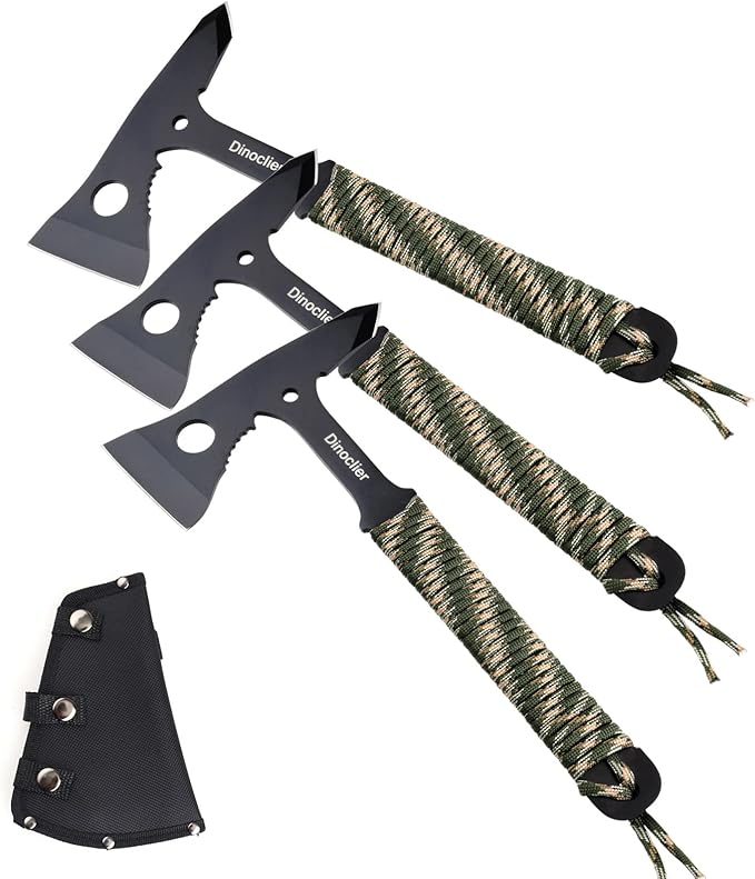 Throwing Axes and Tomahawks, Throwing Hawks Axes Pack of 3, 10.7" Full Tang Tactical Throwing Axes Set with Nylon Sheath