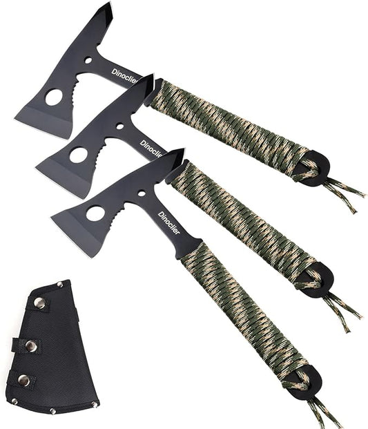 Throwing Axes and Tomahawks, Throwing Hawks Axes Pack of 3, 10.7" Full Tang Tactical Throwing Axes Set with Nylon Sheath