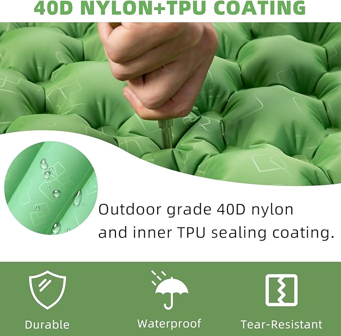 Camping Sleeping Pad, Ultralight Camping Mat with Pillow Built-in Foot Pump Inflatable Sleeping pad for Backpacking，Hiking，Traveling Tent