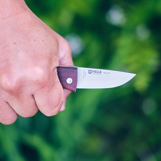 HELLE Knives - Raud S -Foldable Knife W/Clip - Birch Wood Handle - 12C27 Stainless Steel - Made in Norway