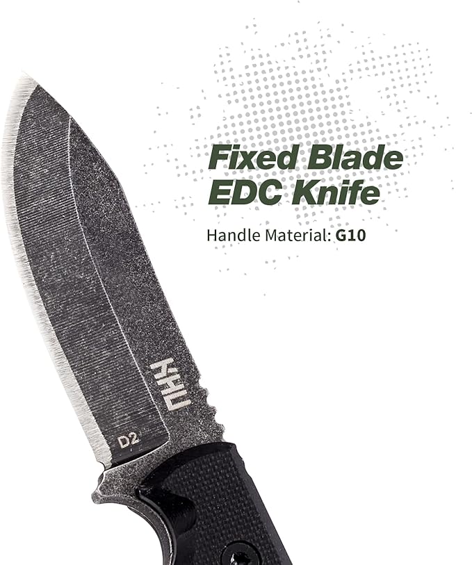 Neck Knife Fixed Blade EDC Knife - Knife Necklace Mini Knife Survival Knife Neck Knives - D2 Steel G10 Handle - Outdoor Hunting Camping Gear with kydex Sheath