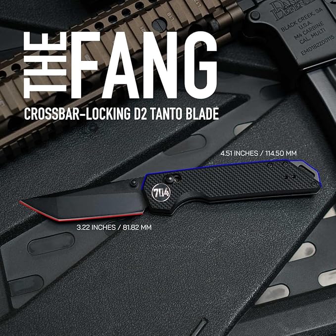 Fang EDC Folding Pocket Knife | 3.22" Tanto Blade, D2 Steel, G10 Handle, Crossbar Lock, Reversible Pocket Clip | Olive Drab Green