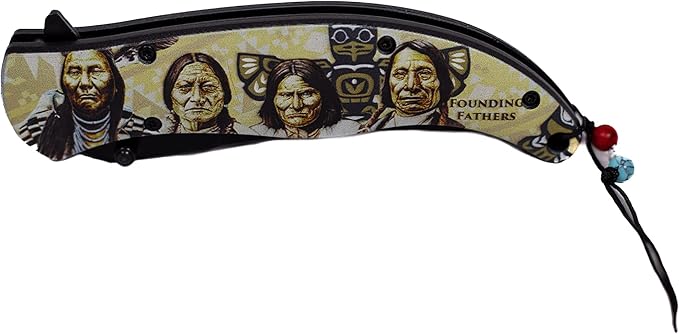 Folding Pocket Knife, 5 inch Stainless Steel Blade Pocket Knife with Founding Fathers Imprinted| American Heritage Collection| with Pocketclip for Camping, Fishing, Hiking, Gifts for Father, Husband