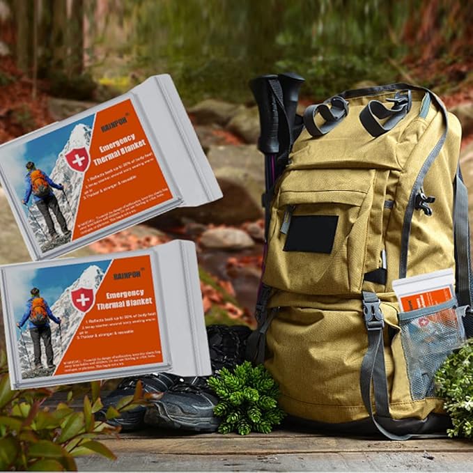 Emergency Mylar Thermal Blanket 82 * 64 in(4 Pack), Gigantic Space Blanket, Survival Blankets Heavy Duty Camping Gear, First Aid, Silver…