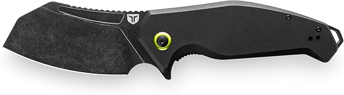 TRUE MAAR Cleaver Flipper Knife: D2 STEEL, BLACK OXIDE, STONEWASH FINISH w/2-WAY CARRY POCKET CLIP