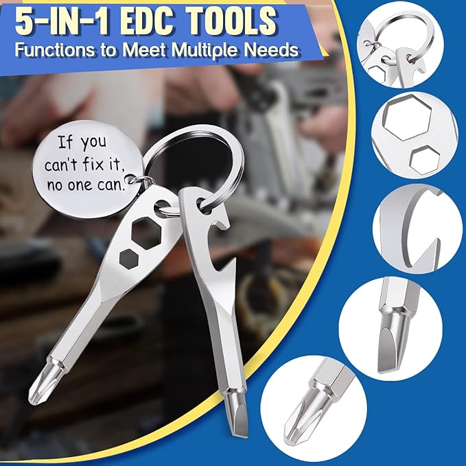 Stocking Stuffers for Men Tools - 5 In 1 Keychain Tools Christmas Cool Gadgets Gifts For Men Fathers Dad Grandpa Son Birthday Gifts, Women Boyfriend Husband Wife Flathead Bottle Opener Gifts Ideas