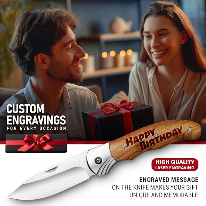 Grand Way Dad Pocket Knife - Ideal Father's Day Gift - Personalized Gifts for Men - Customized Unique Knife for Men - Best Custom Knives - Cool Engraved Present for Father from Daughter Son 6651 PS D