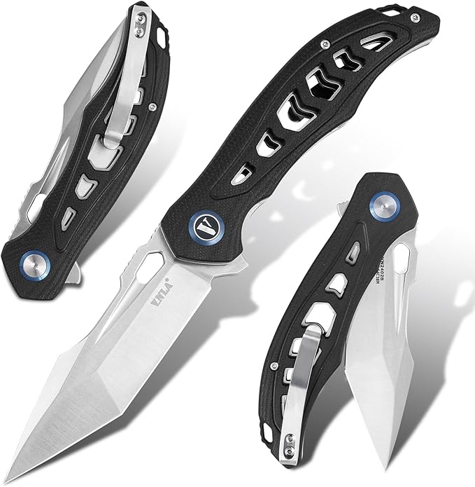 Folding Pocket Knife,3.7" Sandvik 14C28N Steel Tanto Point Blade,G10 Handle,with Clip,EDC Knife, Gifts Pocket Knife for Men Women.
