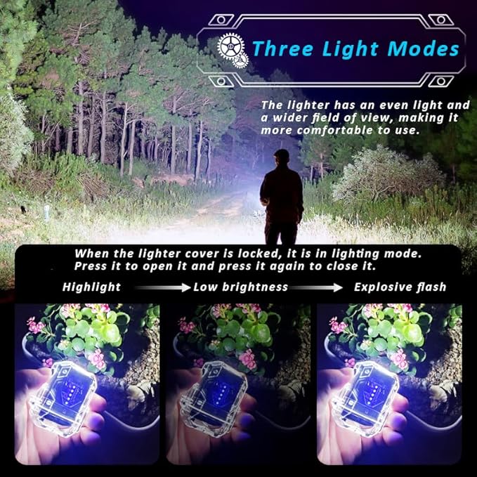 Lighters Dual Arc Lighter with Flashlight Rechargeable Windproof Waterproof Flameless Transparent Double Arc USB Lighter Good for Cigarette Outdoor Camping Hiking (Orage)