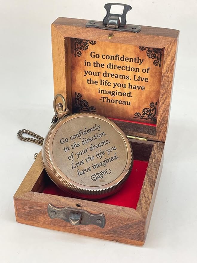 Nauticle Compass, Elegant Brass Compass with Engraved Pocket Sundial, Perfect Brass Decorative Objects, Timeless Navigation Perfect Brass Gifts for him.