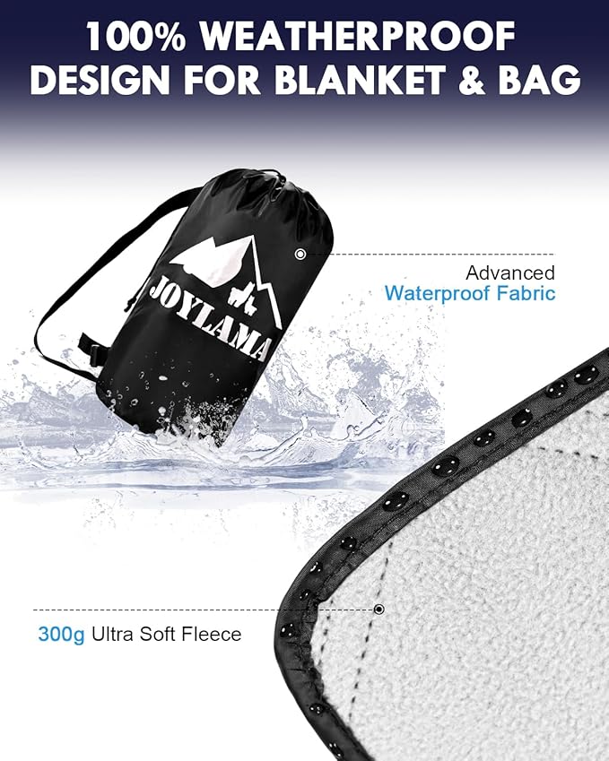 Outdoor Camping Blanket, Fleece Waterproof Stadium Blanket with Protable Bag, Lightweight Camping Blanket for 2 People, Cold Weather, Sports, Pet, Beach, Picnic, Stadium, Travel, Car, 79*54inch