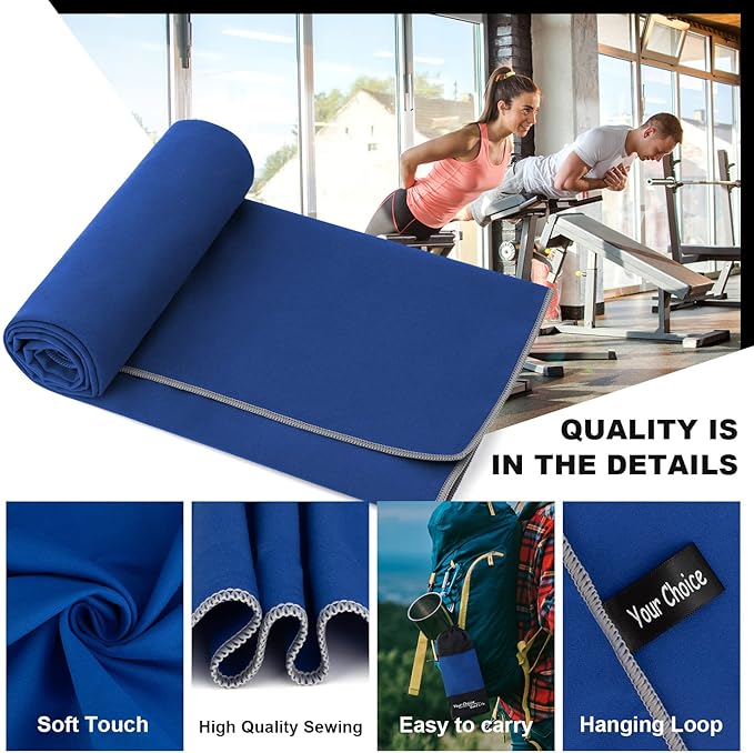 Your Choice Microfiber Travel Towel, Fast Drying Towel for Camping, Travel, Beach, Gym, Backpacking, Sports and Swimming. Sweat Absorbent, Lightweight and Ultra Compact