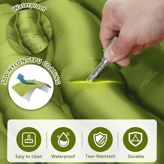 Sleeping Pad for Camping, Ultralight Inflatable Camping Mat with Pillow Built-in Foot Pump Sleeping Pads, Compact & Lightweight Air Mattress for Camping, Backpacking, Hiking