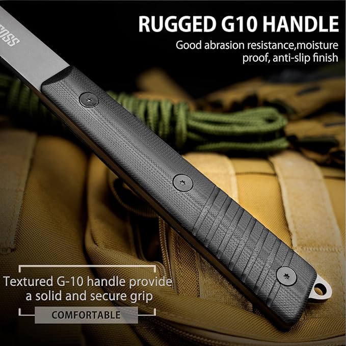 NedFoss Eagle 13" Full Tang Tactical Tomahawk with Spike, G10 Handle and Titanium Coated Blade, Survival Tomahawk Axe with Leather Sheath, Viking Tomahawk for Camping Survival