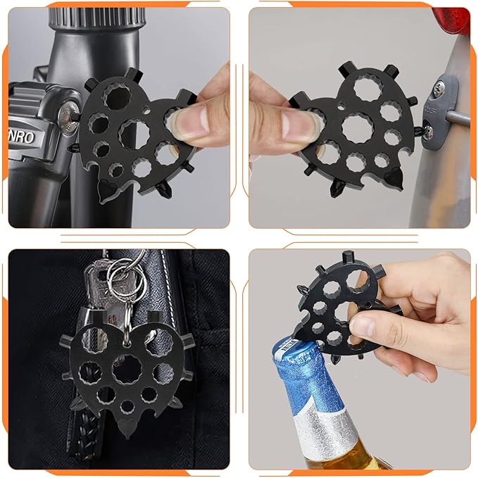 Aitsite Snowflake Multitool, Christmas Gifts for Men, 20 in 1 Snowflake Tools for Dad, Him, Husband, Boyfriend, Grandpa(Heart Black)
