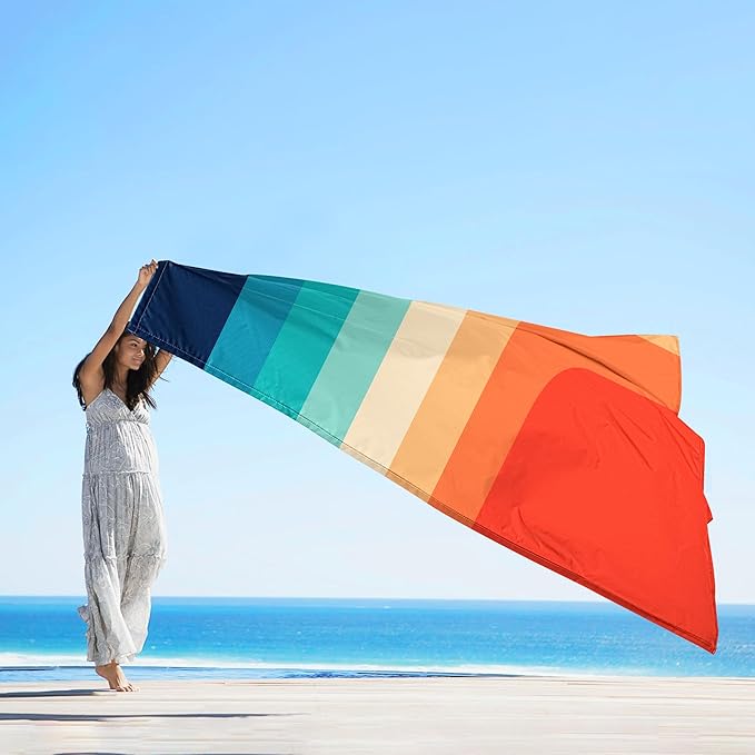 Beach Blanket Sandproof Waterproof, Sand Free Beach Mat Quick Drying Large 79" X 87" for 4-6 People, Polyester Lightweight Outdoor Picnic Mat Camping Blanket Beach Accessories