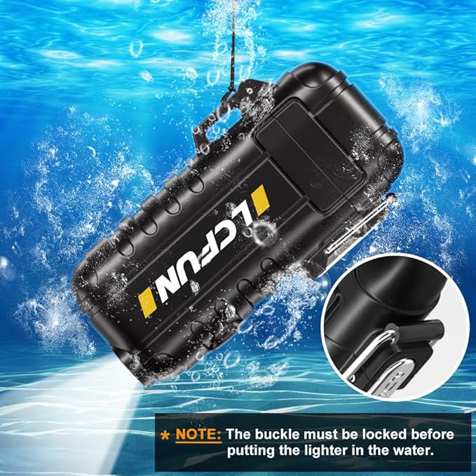 LcFun Rechargeable Lighter, USB C Electric Lighter, Plasma Lighters with LED Battery Display, Waterproof Windproof Lighters, Arc Lighter for Candle, Camping, Survival, Hiking, Outdoor, BBQ, Gas Stove