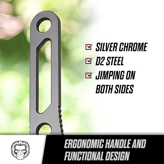 Holtzman's Gorilla Survival 'Scalpel' Fixed Blade Utility Knife with D2 Sheath, Belt Clip (Silver)