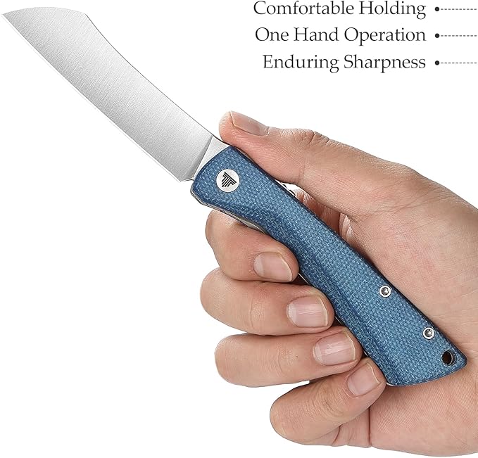 Higonokami Folding Pocket Knife for Men，3.3" 14C28N Satin Camping EDC Knives with Clip Micarta Handle，Norma-04L